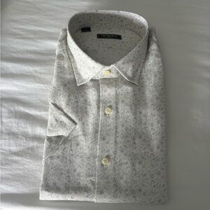Saks Fifth Avenue Light Gray Floral Shirt